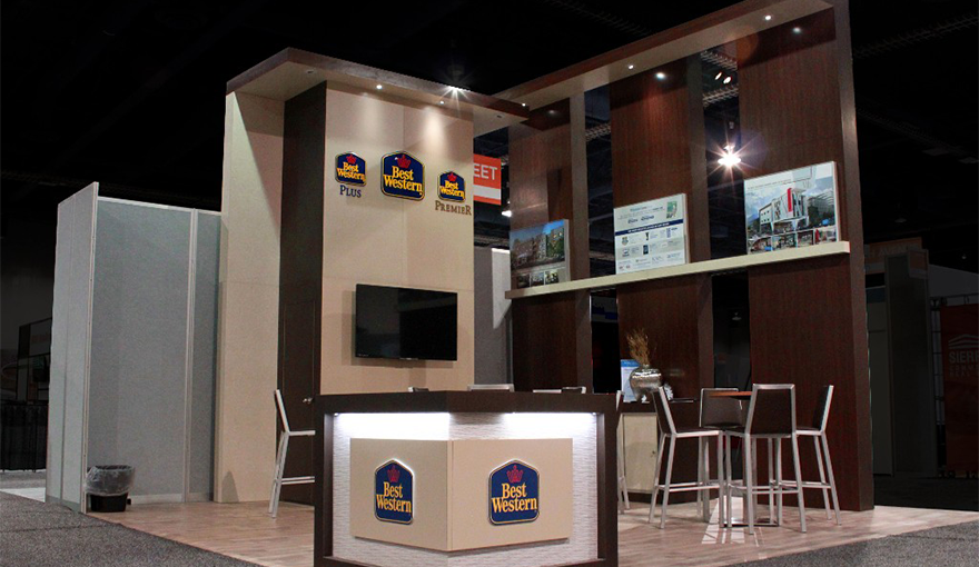 trade show counter with storage