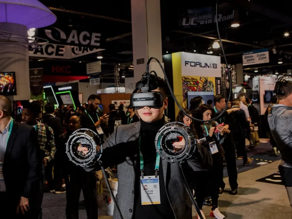 Visitor experiencing VR at a past CES